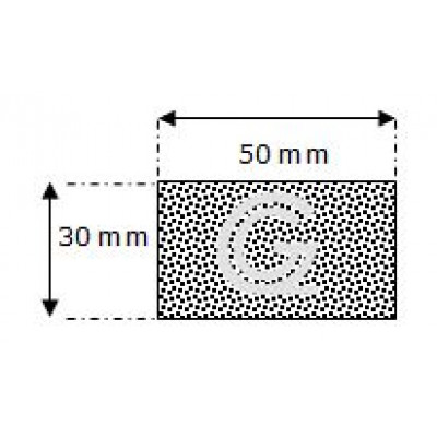 Rechthoekig mosrubber snoer | 30 x 50 mm | per meter